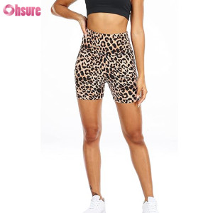 Custom Recycled Polyester Bike Shorts | Sublimation Printing Women Running Shorts Gym Shorts Woman Leopard Sports Shorts Factory