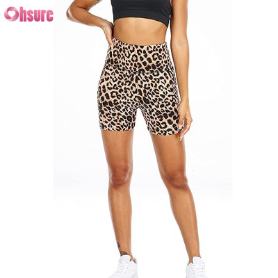 Custom Recycled Polyester Bike Shorts Manufacturer | Sublimation Printing Women Running Shorts Gym Shorts Woman Leopard Sports Shorts Factory