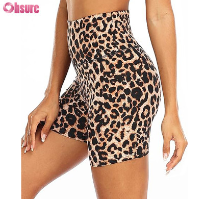 Custom Recycled Polyester Bike Shorts Manufacturer | Sublimation Printing Women Running Shorts Gym Shorts Woman Leopard Sports Shorts Factory