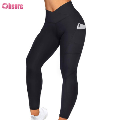 Custom Womens Gym Leggings | Squat Proof None Slide Down Yoga Pants With Pocket, Nylon Spandex High Waistband Tummy Control Fitness Leggings Supplier