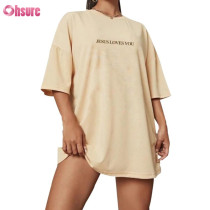 Customized Women's Oversized T-Shirts|Jesus Loves You Printing Oversize T shirt Heavy cotton Women loose fit T shirt supplier