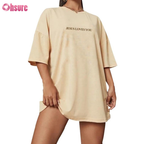 Custom Womens Oversize T Shirt Manufacturer | Jesus Loves You Printing Oversize T Shirt Heavy Cotton Women Loose Fit T Shirt Supplier