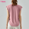 Customized Women's Yoga Top T shirt|Eco friendly 95% Bmaboo 5% Spandex Women Fitness Gym Scoop Hem T shirt OEM Supplier
