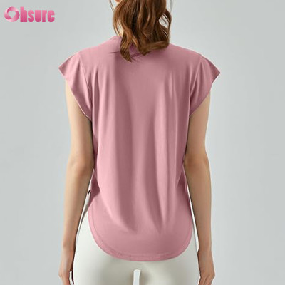 Custom Womens Bamboo T Shirt Manufacturer | Eco Friendly 95% Bamboo 5% Spandex Women Fitness Gym T Shirt Scoop Hem Yoga Top T Shirt OEM Supplier
