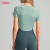 Custom Womens Crop T Shirt | Nylon Spandex Scoop Hem Crop Short Sleeve T Shirt OEM Manufacturer