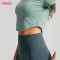 Customized Women's Crop T Shirt|Nylon Spandex Scoop hem Crop Short sleeve T shirt OEM Manufacturer