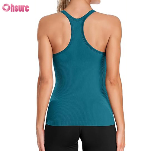 Custom Womens Sports Tank Top | Rib Women Gym Tank top Sportswear Running Vest Nylon Spandex Yoga Singlet OEM Supplier