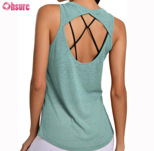 Custom Womens Yoga Tank Top | Cotton Polyeter Burn Out Fabric Woman Yoga Tank Top Back Open Running Tank Top Workout Gym Singlet