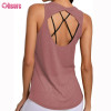 Custom Womens Yoga Tank Top Manufacturer | Cotton Polyeter Burn Out Fabric Woman Yoga Tank Top Back Open Running Tank Top Workout Gym Singlet