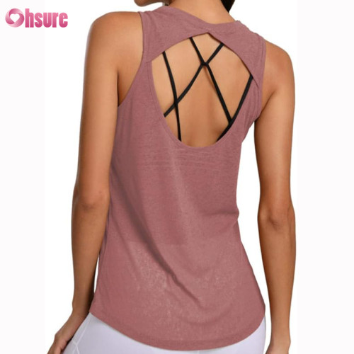 Custom Womens Yoga Tank Top | Cotton Polyeter Burn Out Fabric Woman Yoga Tank Top Back Open Running Tank Top Workout Gym Singlet