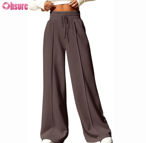 Custom Women Sports Track Pants | Womens Wide Leg Sweatpants Casual Loose Solid Color Pants Comfy Lounge Joggers Baggy Sweatpants Pockets