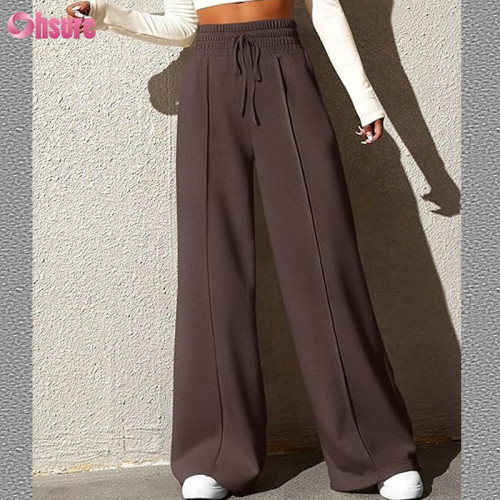 Custom Women Sports Track Pants | Womens Wide Leg Sweatpants Casual Loose Solid Color Pants Comfy Lounge Joggers Baggy Sweatpants Pockets