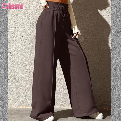 Custom Women Sports Track Pants | Womens Wide Leg Sweatpants Casual Loose Solid Color Pants Comfy Lounge Joggers Baggy Sweatpants Pockets