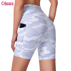 Custom Womens Yoga Shorts | Gym Shorts With Side Pockets High Waist Tummy Control Running Gym Workout Biker Short, |Sublimation Printing Polyester Spandex Gym Shorts OEM Factory