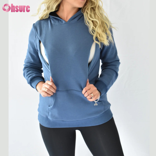 Custom Breastfeeding Hoodie Manufacturer | Breastfeeding Pull Over Hoodie Nursing Sweatshirt With Pockets, Invisible Zipper Nursing Hoodie Supplier Motherhood Sweatshirt