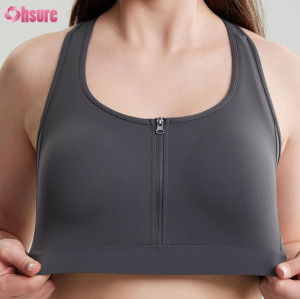 Custom Womens Breastfeeding Sports Bra | Mother Hood Breastfeeding Maternity Sports Bra Zip Up Easy Access Pumping Bra Workout Padded Crop Top Bra Supplier