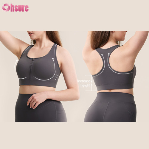 Custom Womens Breastfeeding Sports Bra | Mother Hood Breastfeeding Maternity Sports Bra Zip Up Easy Access Pumping Bra Workout Padded Crop Top Bra Supplier