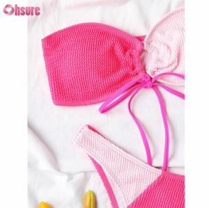 Custom Women SwimSuit Bikini | Nylon Spandex Swimsuits 2 Pieces Womens Bandeau Bikini Sets Sexy Strapless Two Piece Swimsuit Cheeky High Cut Swim Wear OEM Factory