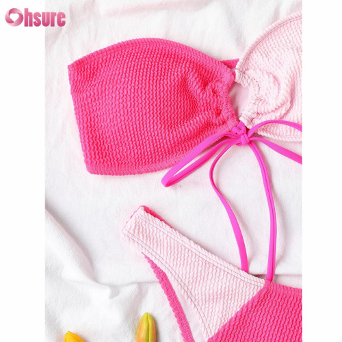 Custom Women SwimSuit Bikini | Nylon Spandex Swimsuits 2 Pieces Womens Bandeau Bikini Sets Sexy Strapless Two Piece Swimsuit Cheeky High Cut Swim Wear OEM Factory