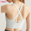 Custom Womens Mould Cup Sports Bra | Buttery Soft Nylon Lycra Sewn In Cup Sports Bra Built In Cup Sports Bra Crop Top Yoga Bra OEM Factory