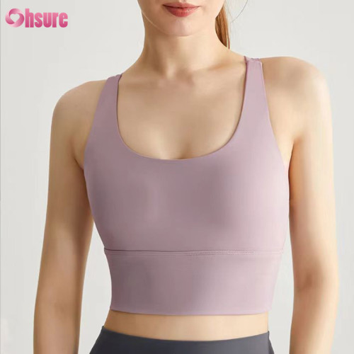 Custom Womens Mould Cup Sports Bra | Buttery Soft Nylon Lycra Sewn In Cup Sports Bra Built In Cup Sports Bra Crop Top Yoga Bra OEM Factory