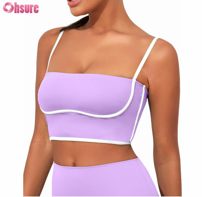 Custom Womens Yoga Bra | Buttery Soft Nylon Spandex Contrast Color Sports Bra Fitness Crop Bra Top OEM Supplier