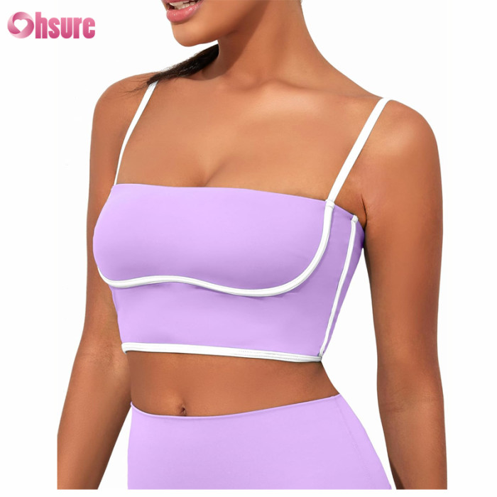 Custom Womens Yoga Bra Manufacturer | Buttery Soft Nylon Spandex Contrast Color Sports Bra Fitness Crop Bra Top OEM Supplier