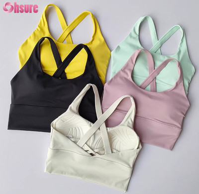 Custom Womens Mould Cup Sports Bra Manufacturer | Buttery Soft Nylon Lycra Sewn In Cup Sports Bra Built In Cup Sports Bra Crop Top Yoga Bra OEM Factory