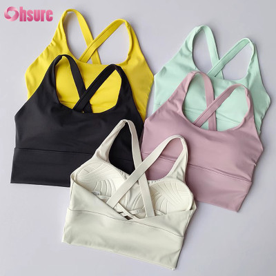 Custom Womens Mould Cup Sports Bra Manufacturer | Buttery Soft Nylon Lycra Sewn In Cup Sports Bra Built In Cup Sports Bra Crop Top Yoga Bra OEM Factory
