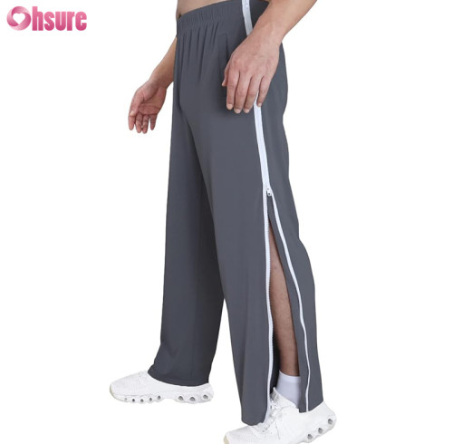 Custom Adaptive Pants | Tear Away Pants for Men Side Zipper Pants Zip Leg Sweatpants Breakaway Post Surgery Recovery Zipper Pants OEM Manufacturer