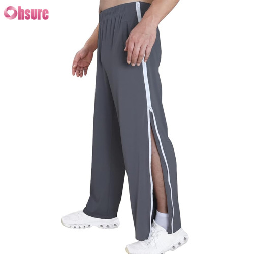 Custom Adaptive Pants | Tear Away Pants for Men Side Zipper Pants Zip Leg Sweatpants Breakaway Post Surgery Recovery Zipper Pants OEM Manufacturer