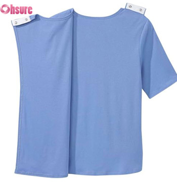 Custom Surgey Recovery T Shirt Manufacturer | Open-Back Adaptive Unisex T Shirt Post Surgery Recovery Tshirt Snap Open Tearaway Shirt OEM Factory