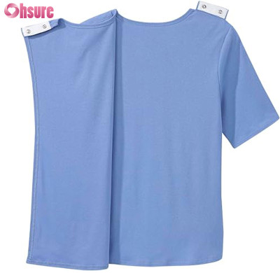 Custom Surgey Recovery T Shirt Manufacturer | Open-Back Adaptive Unisex T Shirt Post Surgery Recovery Tshirt Snap Open Tearaway Shirt OEM Factory