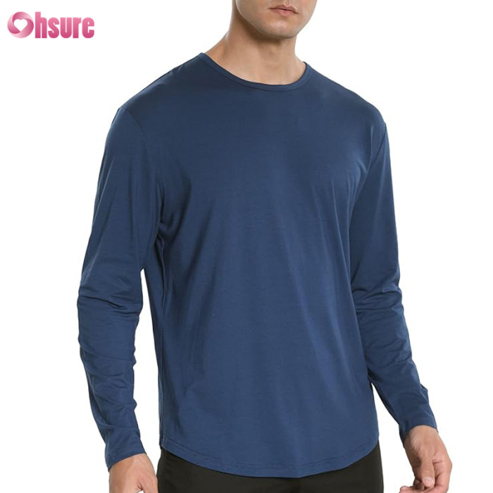 Custom Bamboo Long Sleeve T Shirt Manufacturer | Bamboo Cotton Gym T Shirt Bamboo Elastane Short Sleeve Soft Bamboo Viscose T-Shirt Scoop Hem T Shirt Supplier