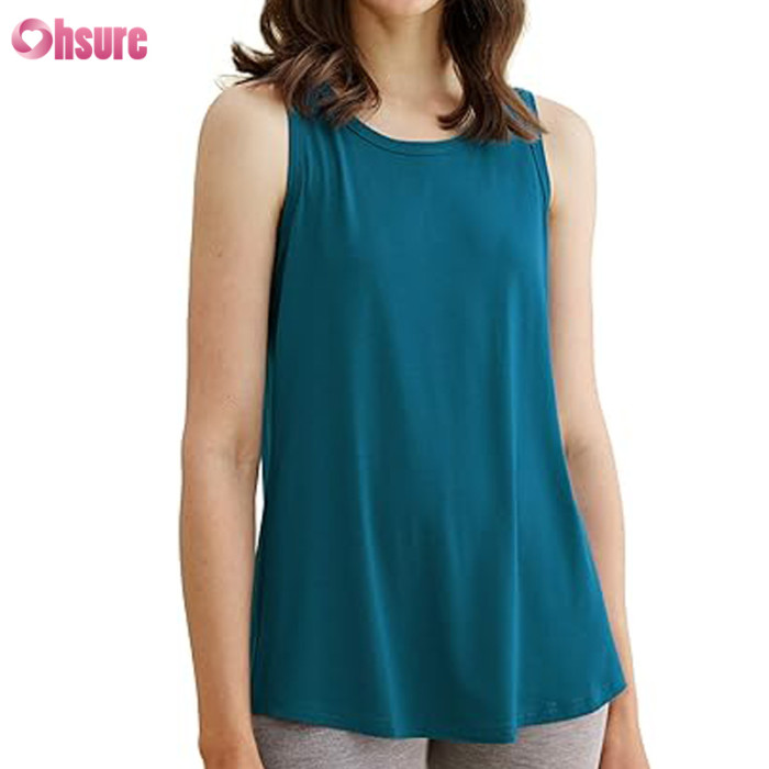 Custom Womens Bamboo Tank Top Manufacturer | Bamboo Cotton Singlet Women's Viscose SleepWear Tank Top Sleeveless Pajamas Vest OEM Factory