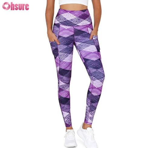 Custom Recycled Polyester Gym Leggings | Sublimation Printing Women Yoga Pants 7/8 Length Fitness Tights Workout Activwear Leggings OEM Factory