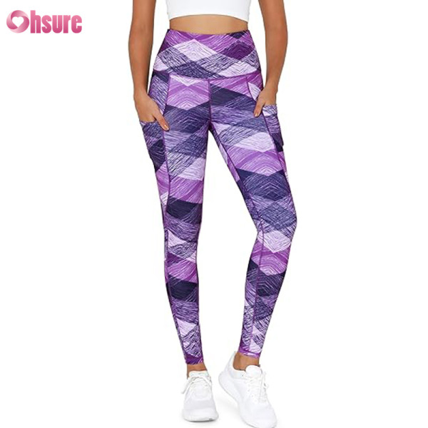 Custom Recycled Polyester Gym Leggings | Sublimation Printing Women Yoga Pants 7/8 Length Fitness Tights Workout Activwear Leggings OEM Factory