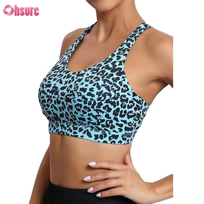 Custom Recycled Polyester Sprots Bra Manufacturer | Sublimation Printing Women Yoga Bra Top Running Wear Bra Racerback Running Bra Workout Crop Tank Tops Longline Sports Bra Push up