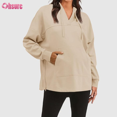 Custom Pregnant Hoodie Manufacturer | Oversize Womens Maternity Hoodie Motherhood Friendly Loose Fit  Nursing Pregnant Hoodie OEM Factory
