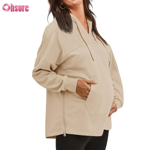 Custom Pregnant Hoodie | Oversize Womens Maternity Hoodie Motherhood Friendly Loose Fit  Nursing Pregnant Hoodie OEM Factory