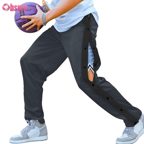 Custom Post Surgery Pants | Men's Tear Away Basketball Pants High Split Snap Button Casual Post Surgery Sweatpants with Pockets