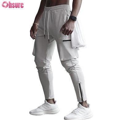 Custom Mens Cargo Pants Manufacturer | Mens Workout Sweatpants Cargo Jogger Pants Athletic Track Pants with Zipper Pockets