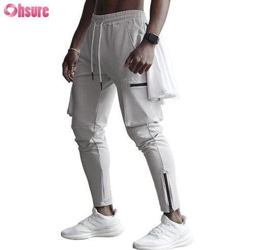 Custom Mens Cargo Pants | Mens Workout Sweatpants Cargo Jogger Pants Athletic Track Pants with Zipper Pockets