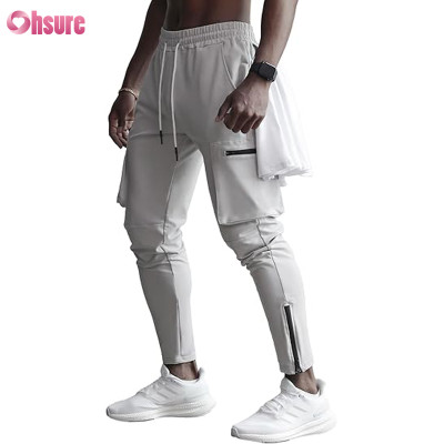 Custom Mens Cargo Pants Manufacturer | Mens Workout Sweatpants Cargo Jogger Pants Athletic Track Pants with Zipper Pockets