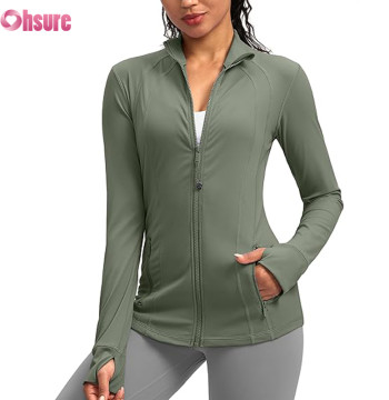 Custom Womens Running Jacket Manufacturer | Slim Fit Women's Zip Up Workout Jackets with Pockets Slim Fit Buttery Soft Nylon Spandex Jacket for Running Athletic Yoga Top