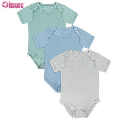 Custom Bamboo Baby Romper Manufacturer | Bamboo Rayon Baby Bodysuit,Short Sleeve Bodysuits Solid Color Outfits for Infant Boys Girls Soft Clothes