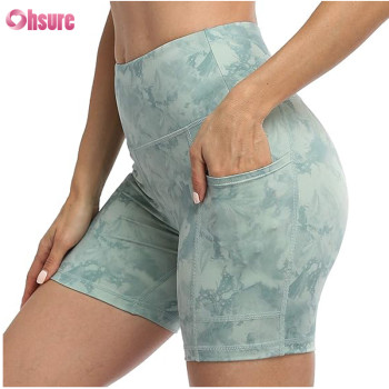 Custom Womens Bike Shorts Manufacturer | Womens Biker Shorts with Pockets Tummy Control Plus Size Yoga Shorts Women Sublimation Printing Workout Shorts Fitness Running Shorts