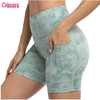 Custom Womens Bike Shorts Manufacturer | Womens Biker Shorts with Pockets Tummy Control Plus Size Yoga Shorts Women Sublimation Printing Workout Shorts Fitness Running Shorts