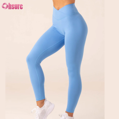 Custom Scrunch Bum Gym Leggings | Buttery Soft Nylon Spandex Tummy Control Fitness Pants Workout Leggings Yoga Pants Cross Waistband Gym Tights OEM Supplier