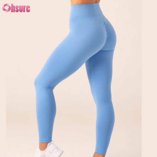 Custom Scrunch Bum Gym Leggings | Buttery Soft Nylon Spandex Tummy Control Fitness Pants Workout Leggings Yoga Pants Cross Waistband Gym Tights OEM Supplier